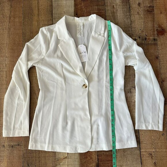 Sadie & Sage Womens Size Small The Vow Blazer White Light Weight Jacket - Picture 3 of 8